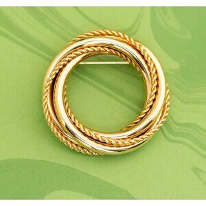 Vintage Spiral Serpent Fashionable Gold Tone Brooch - W20